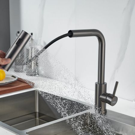 Смеситель для кухни с мультифункциональным изливом Raffine F203T, оружейная сталь, артикул F203T