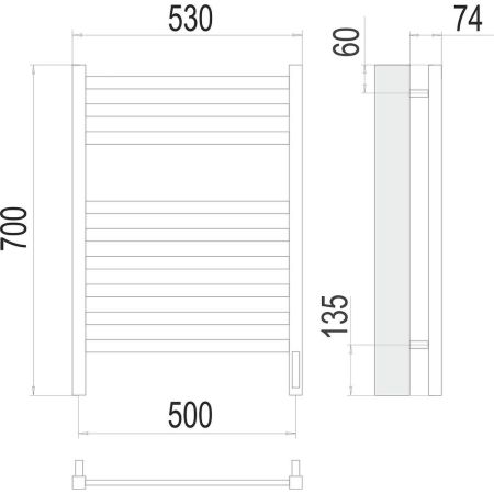 Полотенцесушитель электрический Terminus Енисей П9 50х70, артикул 4670078526281