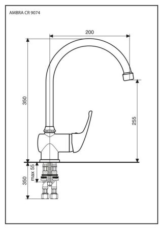 Emmevi Ambra, смеситель высокий для кухни, цвет хром, артикул 9074/CR