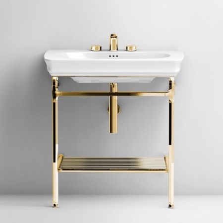 Artceram CIVITAS Металическая структура Quadra 55х44хh80,5см для раковины 68, полка сетка, цвет: золото, артикул CIA002 73 oro