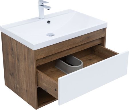 Тумба под раковину Aquanet Тренд 75 дуб рустикальный/белый сатин, артикул 00345118
