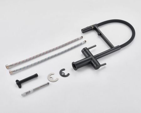 Смеситель для кухни с подключением фильтра для воды Rose R458H, черный