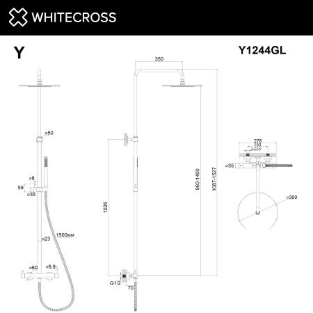 Система для душа наружного монтажа WHITECROSS Y Y1244GL (золото)