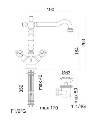 Смеситель для раковины Fiore COLONIALE 02CO0625, хром/золото, артикул 02CO0625