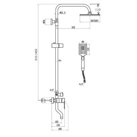 Душевая система Savol S-602242, хром, артикул S-602242
