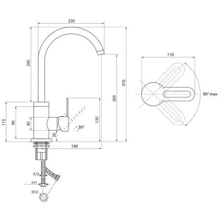 Смеситель для кухни Славен СЛ-ОД-Т22, хром