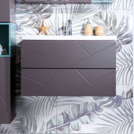 Тумба под раковину Бриклаер Кристалл 80 подвесная Ясень Анкор темный, артикул 4627125414534