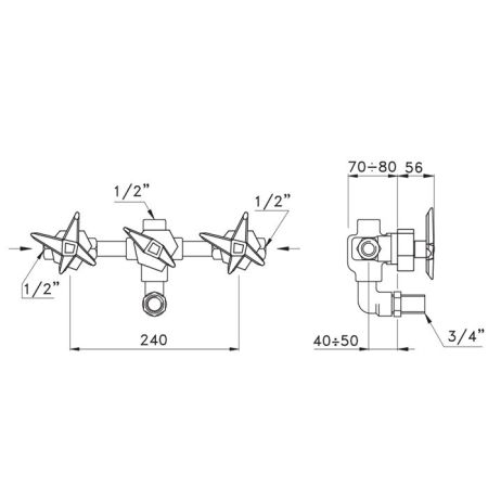 Stella Stella Встраиваемый смеситель для ванны/душа 3254 с переключателем, цвет: хром, артикул ST 01301 CR00