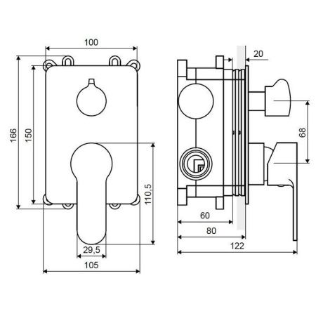Смеситель для душа скрытого монтажа EXCELLENT Oxalia AREX.9045CR (хром)