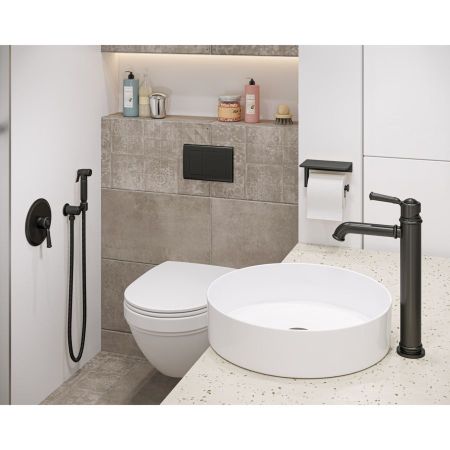 Смеситель встроенный с гигиеническим душем Timo Arisa 5309/03SM черный, артикул 5309/03SM