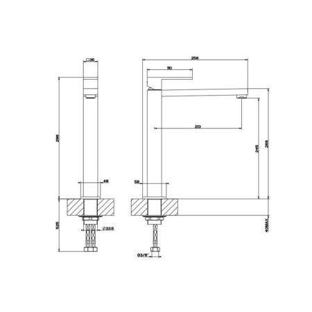 Gessi Rettangolo Смеситель для раковины с высоким изливом 213мм, цвет: черный, артикул 11924#299