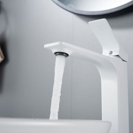 Смеситель для раковины высокий Shevanik S6111C, белый