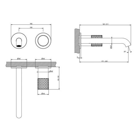 GESSI HABITO INTRECCIO Смеситель для раковины настенный встраиваемый, однорычажный, цвет хром, артикул 70188#031