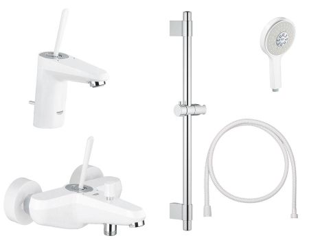 Готовый комплект для ванной комнаты GROHE Eurodisc Joy, белая луна (NB0023-1), артикул NB0023-1