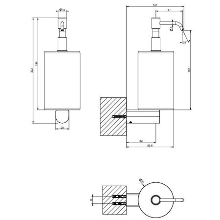 GESSI Rilievo Дозатор для жидкого мыла настенный, цвет: черный/хром