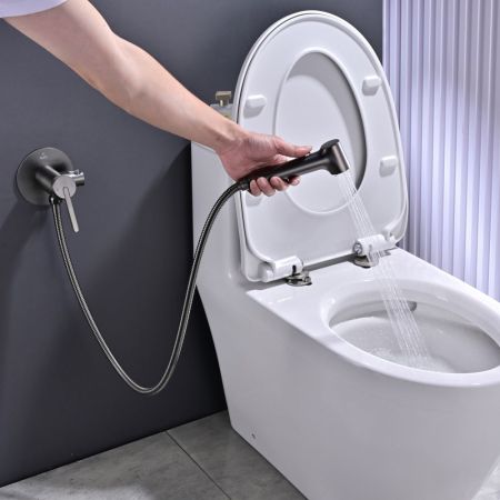 Гигиенический душ со смесителем Rose R235T, оружейная сталь, артикул R235T