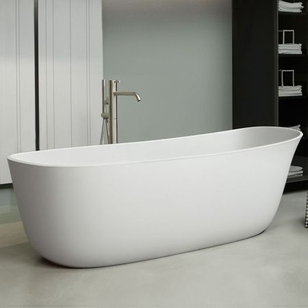 ANTONIO LUPI DAFNE Ванна отдельностоящая 1700х716х560 мм., с донным клапаном (белый матовый), сифоном и гибким шлангом, Cristalplant, цвет белый