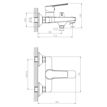 Смеситель для ванны DECOROOM DR22 (DR22036), артикул DR22036