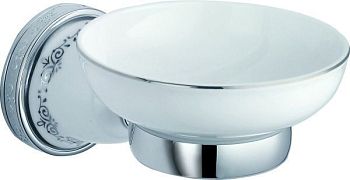 Sanibano Kleo, настенная керамическая мыльница, цвет хром - белая керамика