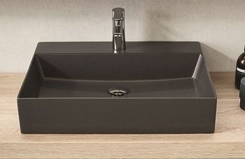 Puris Aspekt, накладная керамическая раковина Squared 600 мм, цвет карбон