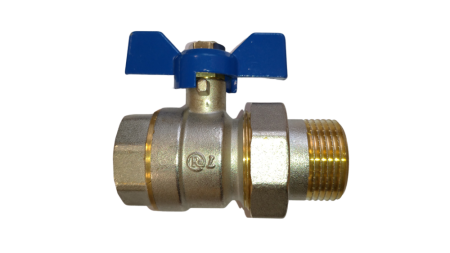 Кран шаровой с американкой RM-L 1 никелированный бабочка Ду25 Ру30 (НК 11Б27п1), артикул RML-1FFLA