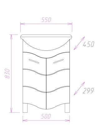 Тумба Onika Лайн 55 напольная, белая (ум. Уют 55), артикул 105524