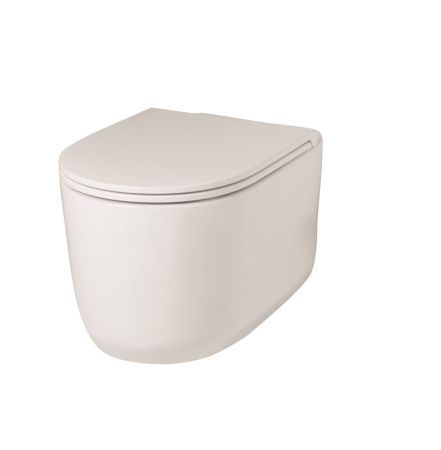 Hidra Gio, подвесной безободковый унитаз c сиденьем микролифт, 55x36,5 см, цвет белый матовый, артикул GWR20SET/006