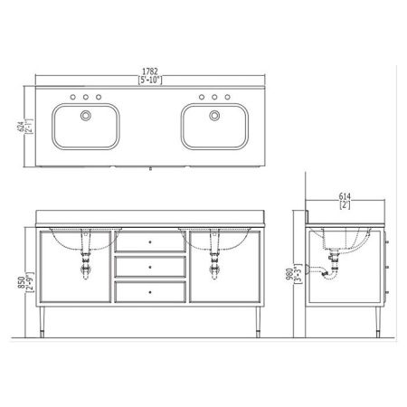 Devon Swindon Раковина встраиваемая под столешницу (55,5х38,5 cм), цвет: белый, артикул ACSWINDONDS bi