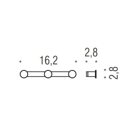 Colombo Mini Тройной крючок, цвет: PVD нержавеющая сталь, артикул CD117.HPS1