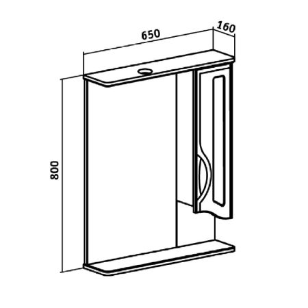 Зеркальный шкаф Runo правый Толедо 65 (00000001040), артикул 00000001040