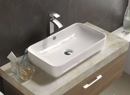 Раковина керамическая накладная AM-7090-B, цвет белый, 600х340х130