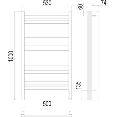 Полотенцесушитель электрический Terminus Ното П12 50х100, артикул 4670078526519