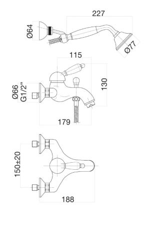 Смеситель для ванны Fiore IMPERIAL 83CO5104, хром/золото, артикул 83CO5104