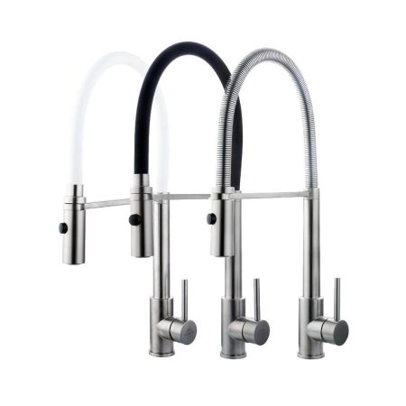 Смеситель для кухни с гибким изливом FASHUN A54111-7, сатин/черный