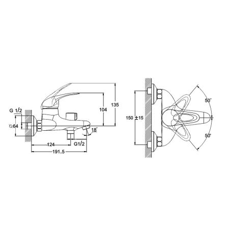 Смеситель для ванны G.Lauf KLO3-A048, хром