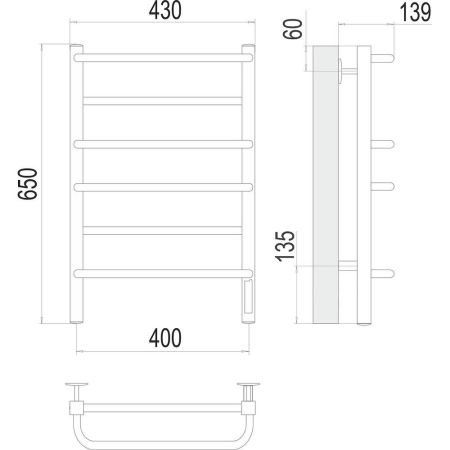 Полотенцесушитель электрический Terminus Евромикс квадро П6 40х65, артикул 4670078531223