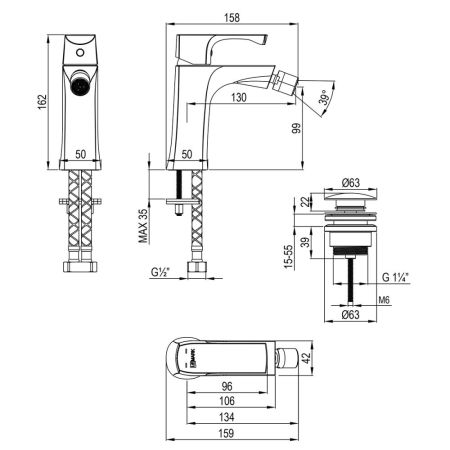 Смеситель Lemark Ursus для биде (LM7208BG), артикул LM7208BG
