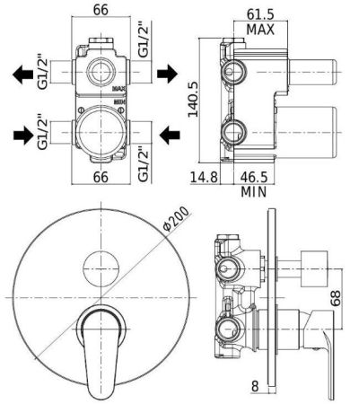 Набор смесителей Paffoni Green 5 в 1 (сет 9) (с внутренней частью), артикул 00255127
