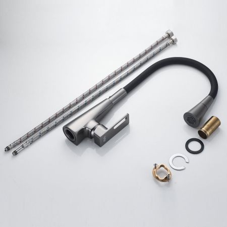 Смеситель для кухни с гибким изливом Raffine F313T-3, оружейная сталь