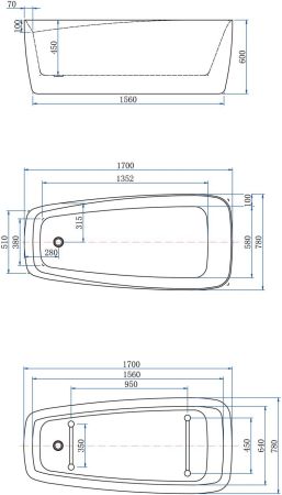 Акриловая ванна Aquanet Family Trend 170x78 90778-GW-MB, артикул 90778-GW-MB