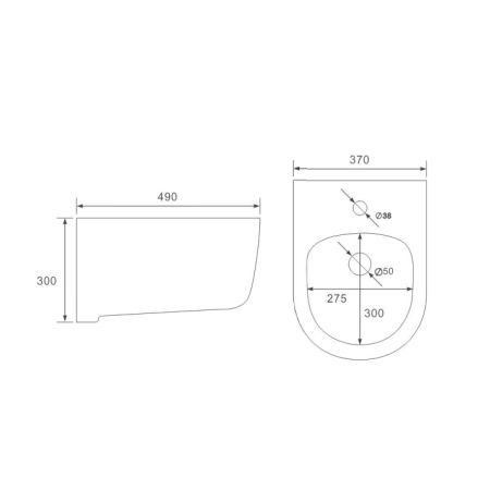 Биде подвесное VB1-34S, цвет белый, артикул VB1-34S