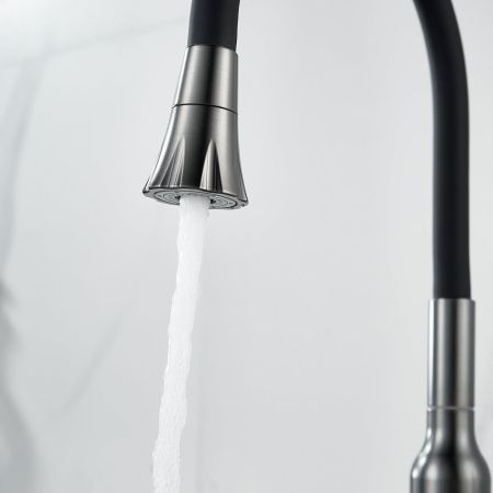 Смеситель для кухни с гибким изливом Raffine F303T-3, оружейная сталь