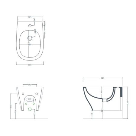 Artceram TEN Биде подвесное 52х36см, 1 отв под смеситель, цвет: белый матовый, артикул TEB004 05 00