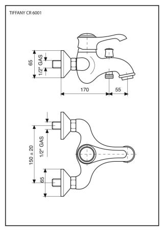 Emmevi Tiffany, однорычажный смеситель для ванны без ручного душа, цвет белый-хром, артикул 6001BC