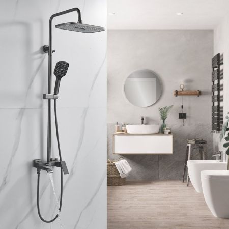 Душевая система Shevanik S4036T, оружейная сталь