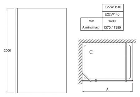 E22W140-GA ограждение CONTRA фиксированное /140х200/ (прозр. стекло), артикул E22W140-GA
