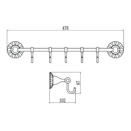 Планка с крючками Savol S-08975C, бронза, артикул S-08975C