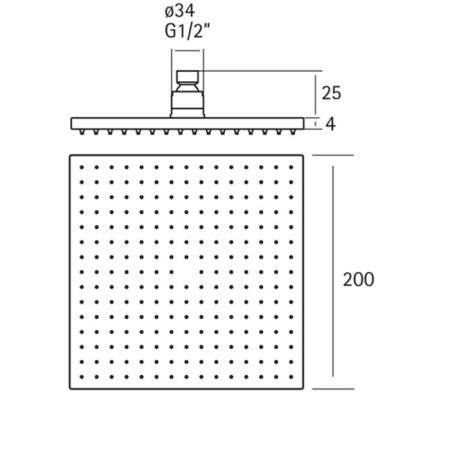 CISAL Xion Верхний душ 200х200 мм., нержавеющая сталь, артикул DS016440D1