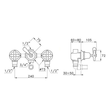 Stella Italica Встраиваемый смеситель для ванны/душа 3254 с переключателем, цвет: хром, артикул IT 01301 CR00