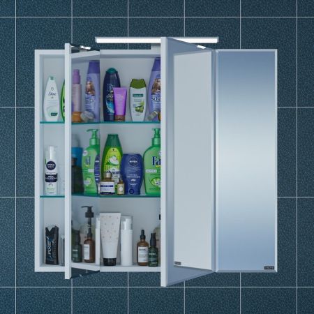 Зеркальный шкаф "Стандарт 80" трельяж фацет, свет, артикул 113011